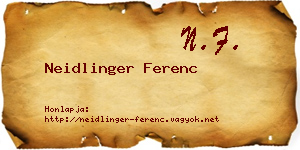 Neidlinger Ferenc névjegykártya